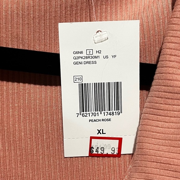 GUESS NWT Pink Coral Collared Short Sleeve Zip-Up Dress Size XL - Picture 3 of 4